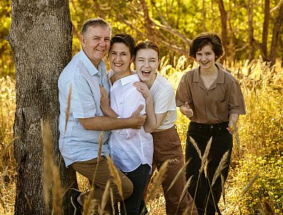 Family portrait at golden hour.